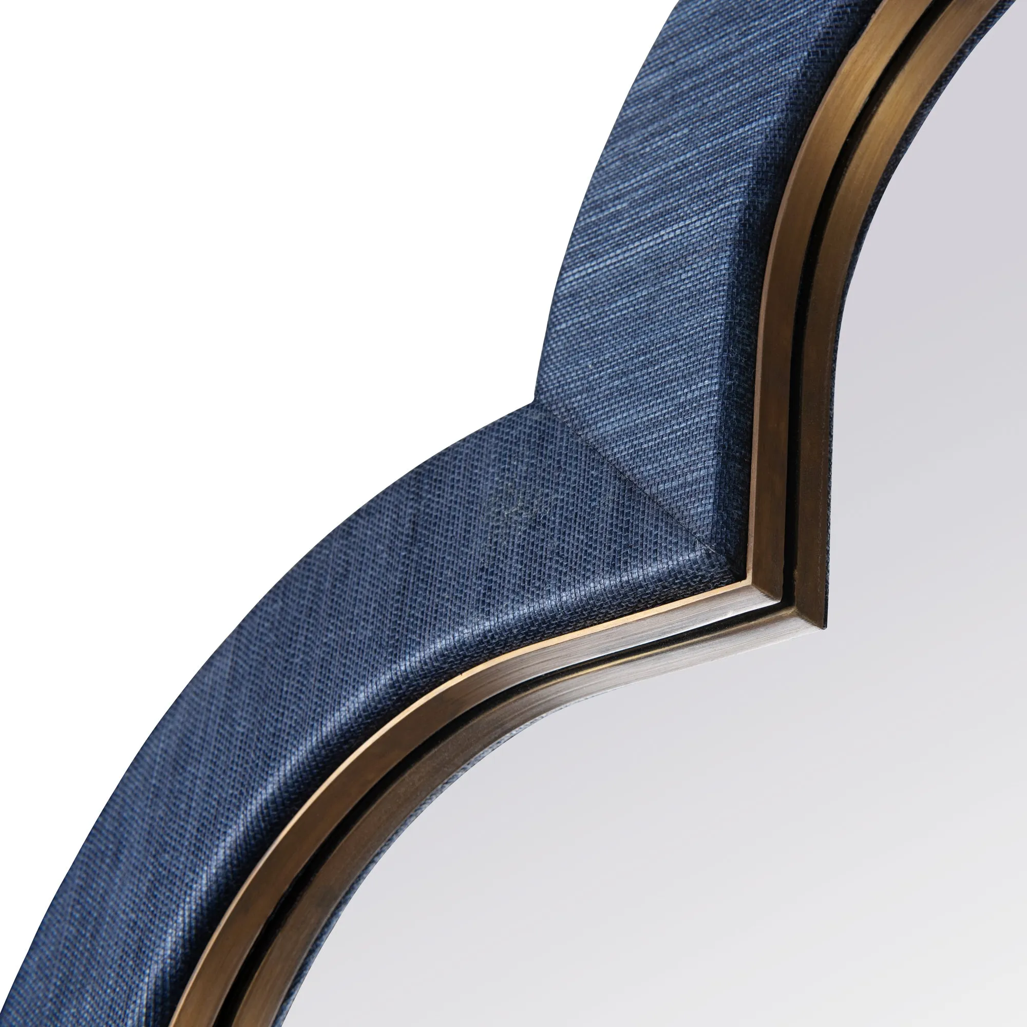 Swiss 455MI36A 36x36 Wall Mirror - Dark Blue Grasscloth/Weathered Brass