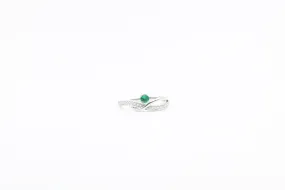 White Gold Emerald and Diamond Bypass Ring