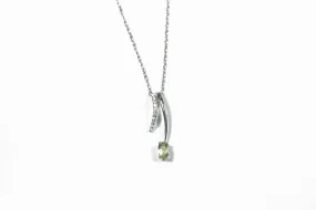 White Gold Peridot and Diamond Pendant with Chain