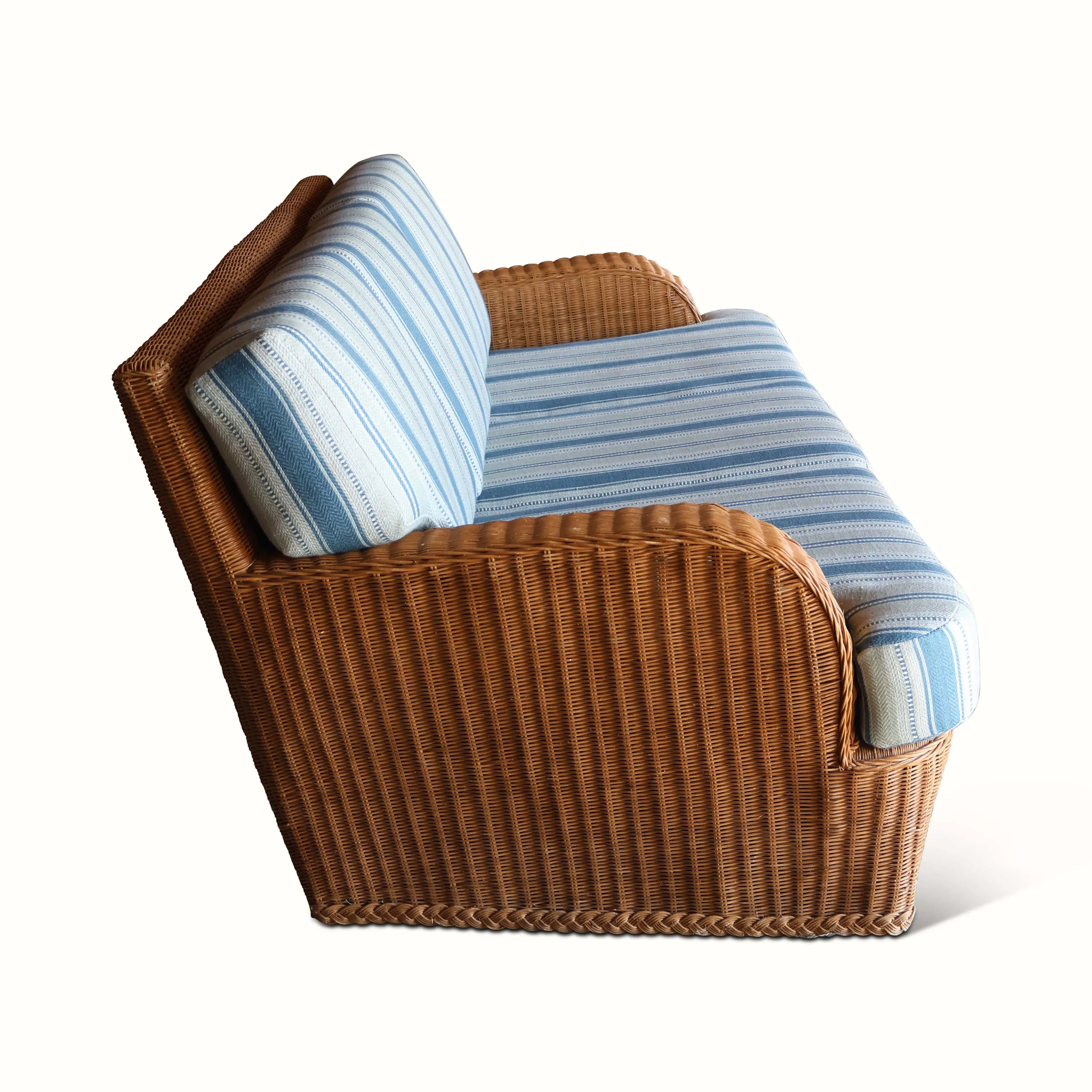 Wicker Sofa in Dhurrie Stripe