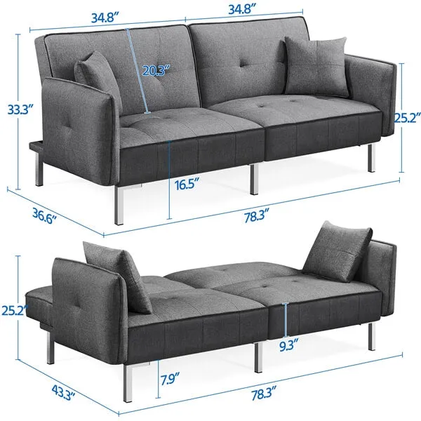 Yaheetech  78.3in Convertible Sofa Bed